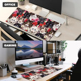 Cute Cat Gaming Mouse Pad,12X31.5In Non-Slip Rubber Pet Desk Mat,Large Extended Mousepad For Office Home Laptop,Mice Pads Gifts,Game Lover Deskmat Decor (Floral Kitten)