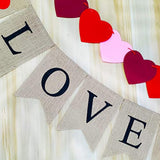 2 Pack Love Burlap Heart Felt Banner For Valentines Day Decorations-|
