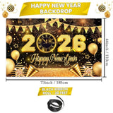 Happy New Year 2026 Banner Backdrop Party Decorations New Years Eve Supplies