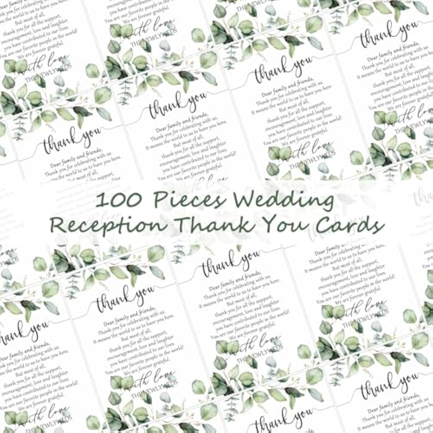 100 Pieces Wedding Thank You Cards Thank You Place Setting Wedding Greenery Place Cards 4 X 6 Inches For Party Reception Rehearsal Dinner Bridal Shower (Eucalyptus)