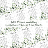 100 Pieces Wedding Thank You Cards Thank You Place Setting Wedding Greenery Place Cards 4 X 6 Inches For Party Reception Rehearsal Dinner Bridal Shower (Eucalyptus)