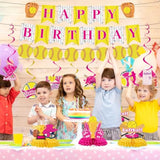 Softball Birthday Party Decorations - Themed Happy Banner, Hanging Swirls, Honeycomb Centerpieces, Table Decor, Sports Party Supplies