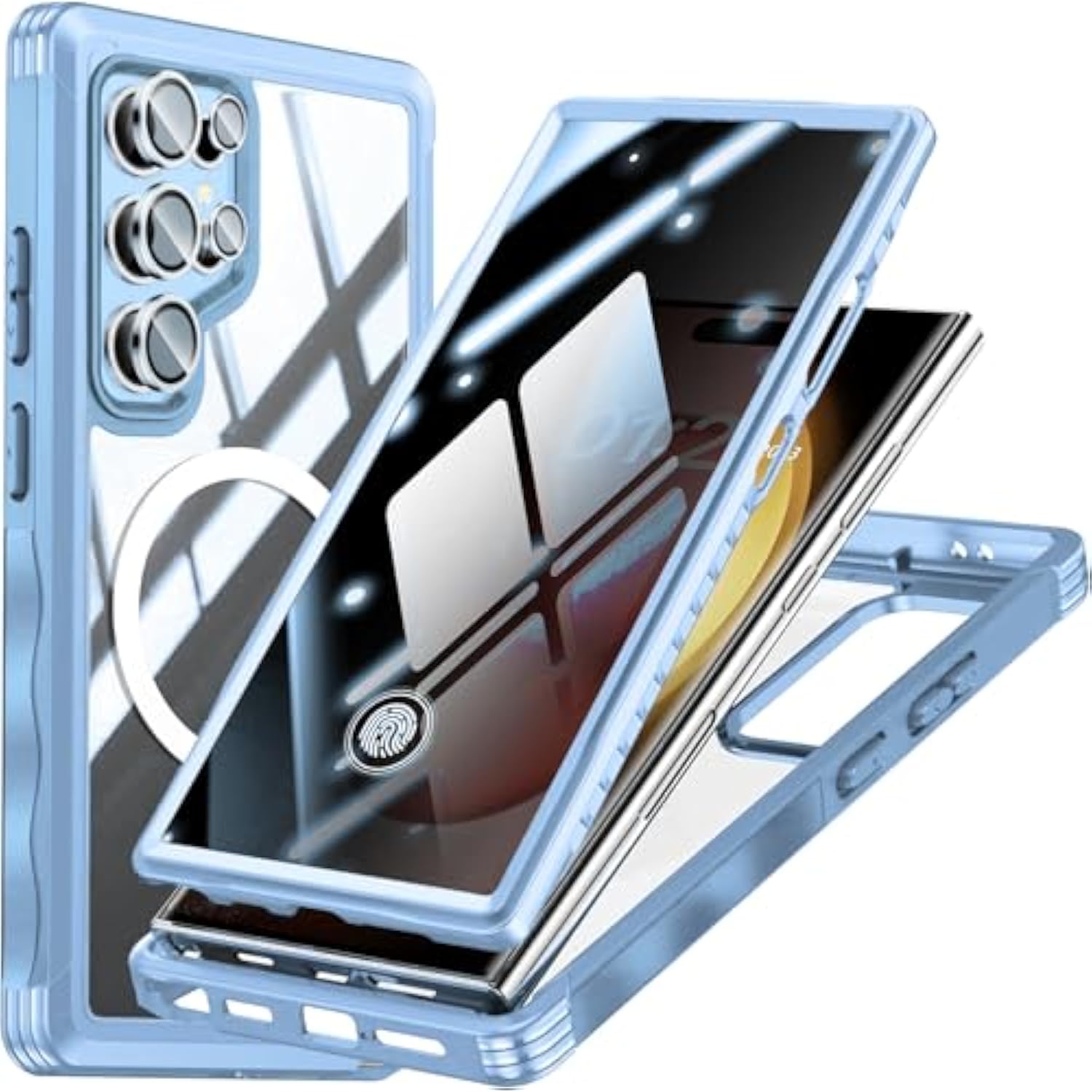 Privacy Case For Samsung Galaxy S25 Ultra,Compatible Magsafe,Galaxy S25 Ultra Magnetic Cover Built-In Privacy Screen Protector And Camera Protector,Full Body Case For Samsung S25 Ultra,Blue