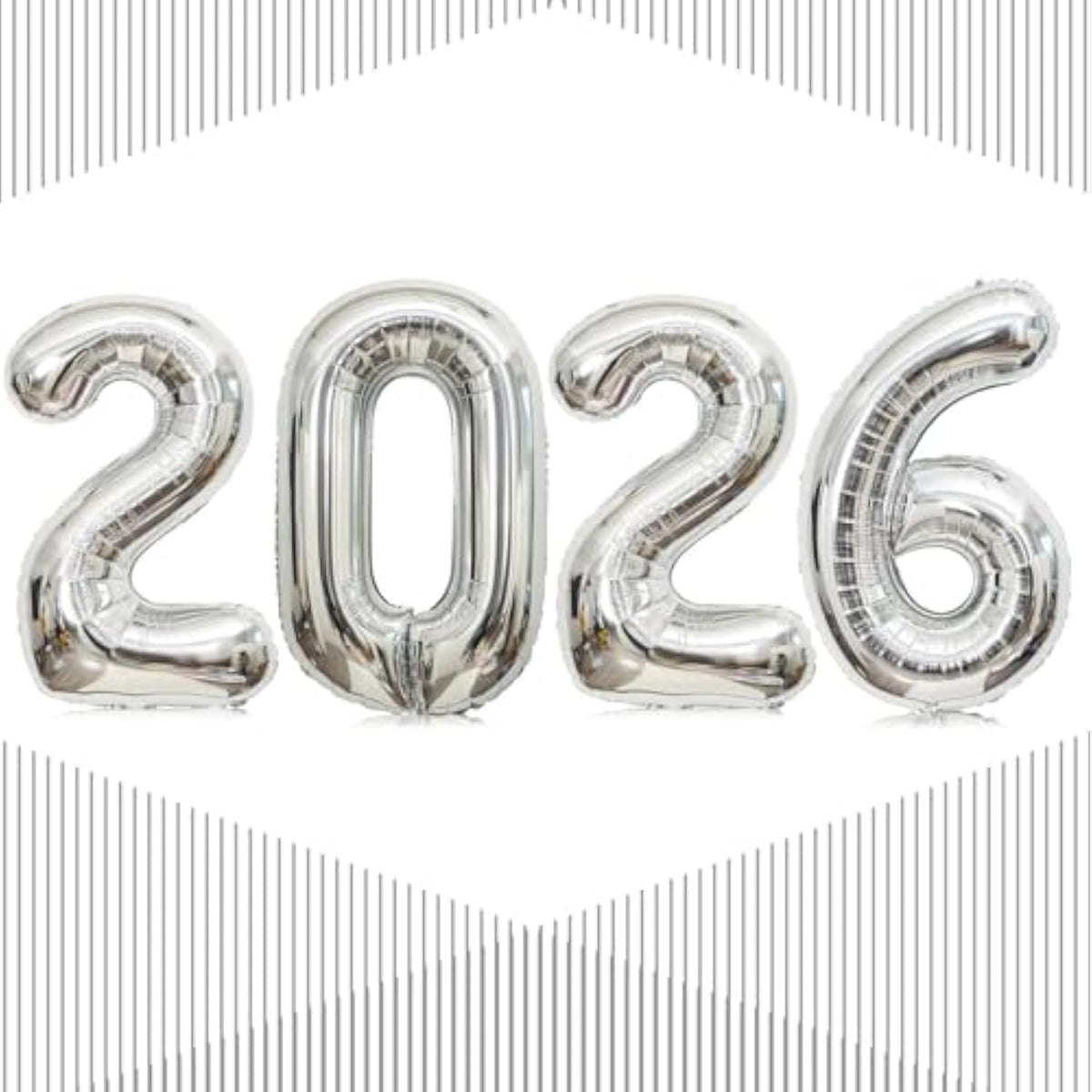 32-Inch Giant Silver 2026 Number Balloons: NYE & Graduation Party Decor