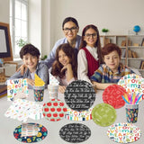 122Pcs Back To School Tableware Decoration School Theme Ruler Apple Alphabet Disposable Plates,Napkins,Cups,Forks Of First And Last Day Of School Preschool Kindergarten Graduation Party Supplies Decor