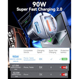 90W Usb C Car Charger Fast Charging,[Invisible Design] All Metal Car Charger Usb C Pd45W+Qc3.0 Dual Port Cigarette Lighter Car Adapter For Iphone 16 Pro Max Plus 15 14 Ipad Samsungs25 S24 Ultra