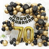70Th Birthday Decorations Men Women, Black And Gold 70Th Birthday Balloons Set Party Decorations With Happy 70Th Birthday Decorations Banner?Black Gold Decor For 70Th Birthday Party