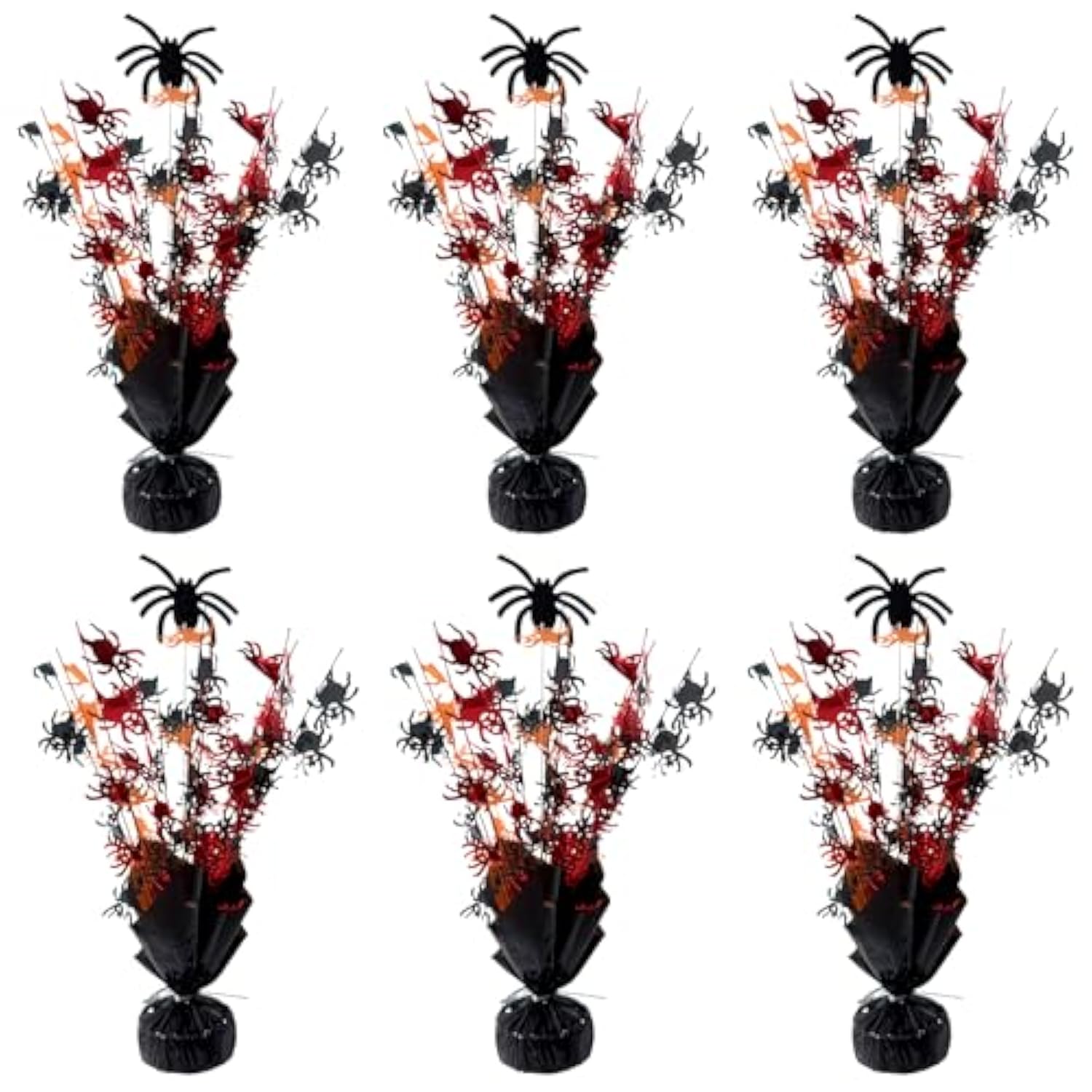 6pcs Halloween Table Centerpieces Spider Metallic Foil Glitter Decorations