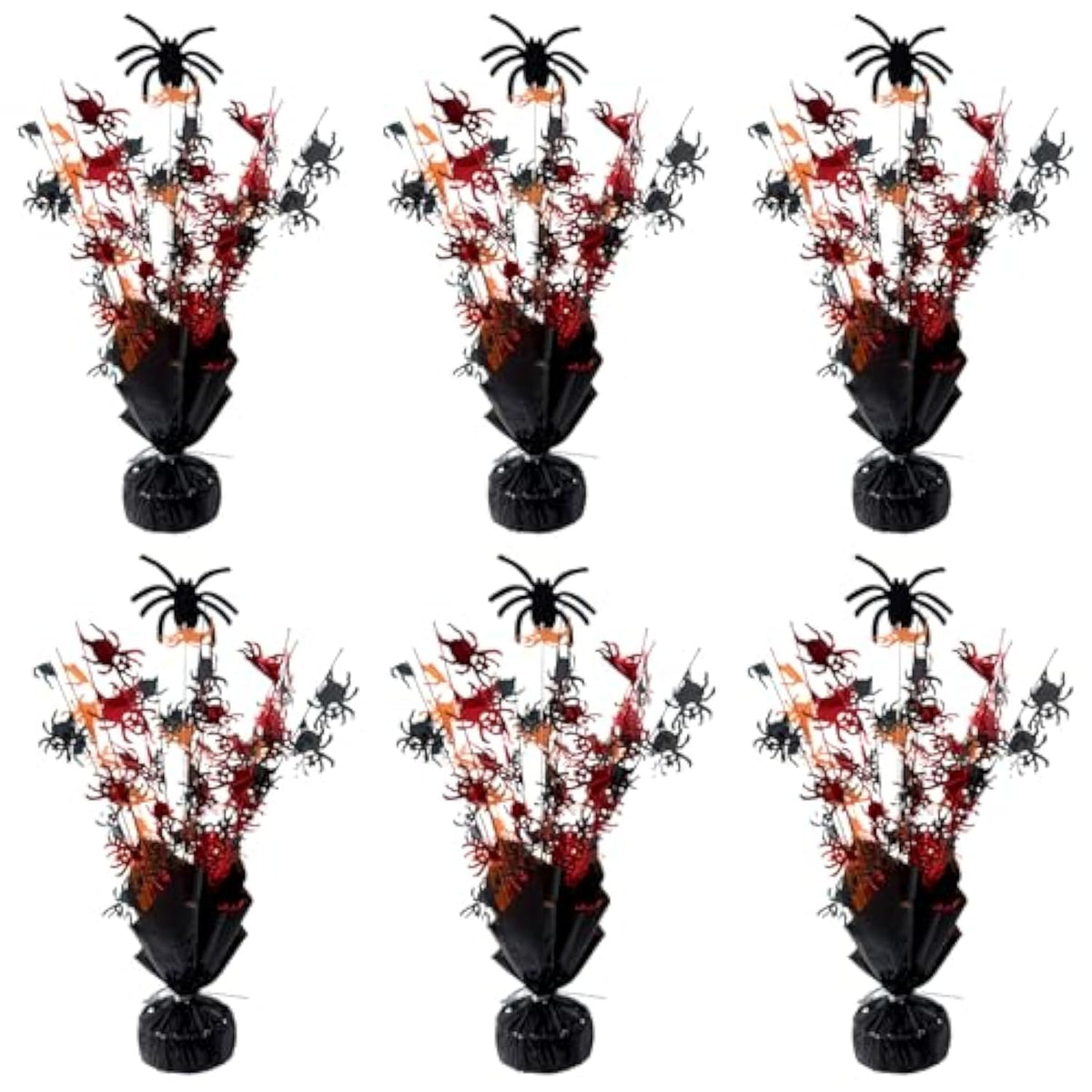 6pcs Halloween Table Centerpieces Spider Metallic Foil Glitter Decorations