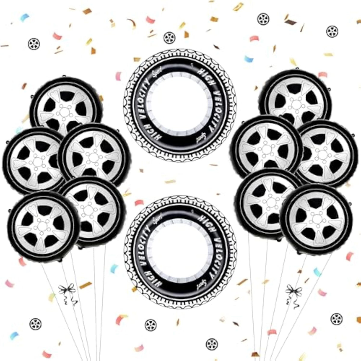 20Pcs Race Car Balloons Race Car Birthday Party Supplies Wheel Tire Checkered Balloon Garland Arch Racing Cars Birthday Decorations For Boys Truck Wheels Party Favors