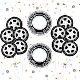 20Pcs Race Car Balloons Race Car Birthday Party Supplies Wheel Tire Checkered Balloon Garland Arch Racing Cars Birthday Decorations For Boys Truck Wheels Party Favors