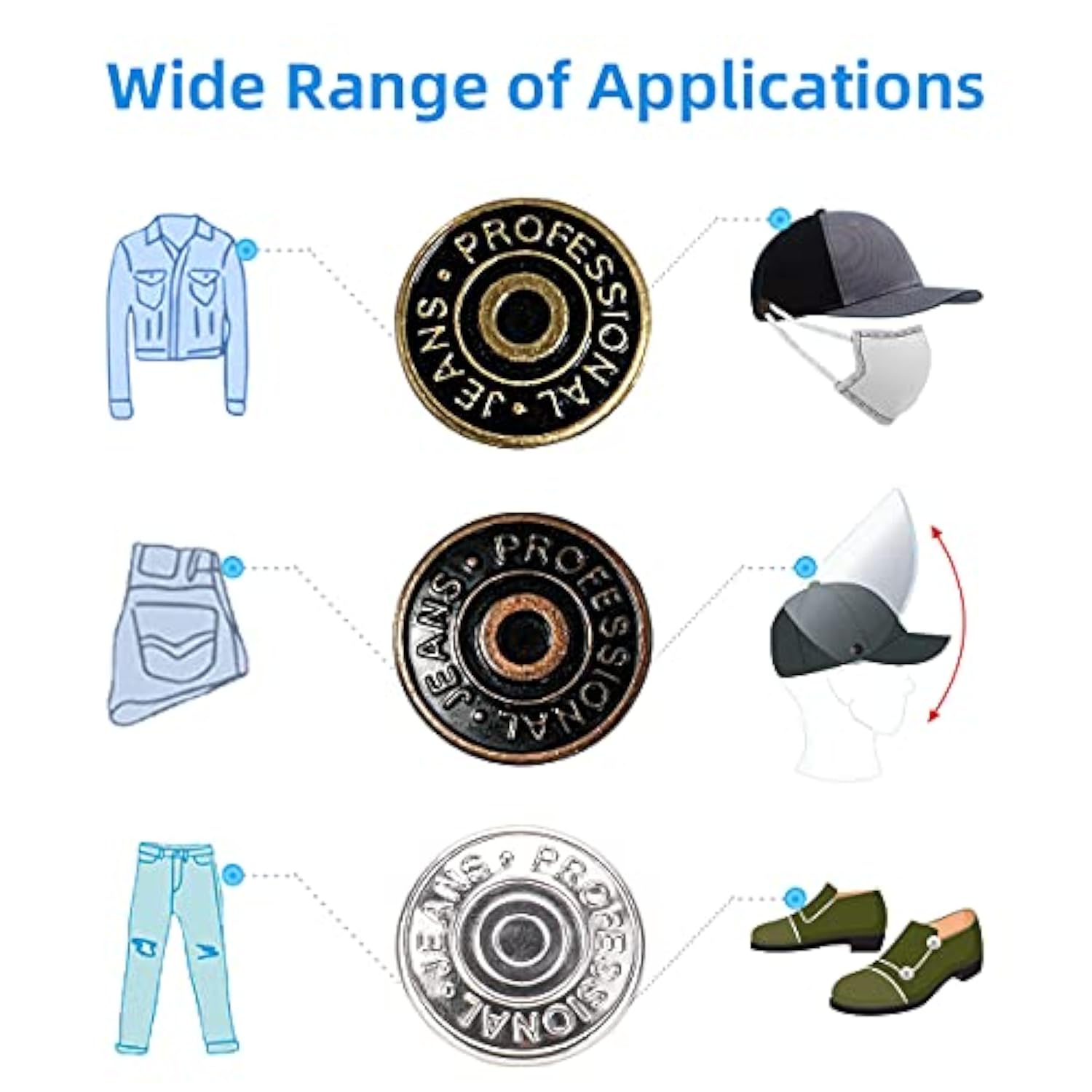 30 Sets Jeans Replacement Buttons 20Mm Jean Buttons Replacement Kit Wi