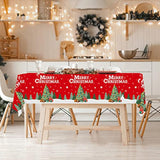 Christmas Table Decorations Christmas Tree Disposable Tablecloth Waterproof Plastic Rectangular Table Cover For Merry Christmas Party Supplies, 4 Pcs 54 X 108 Inch