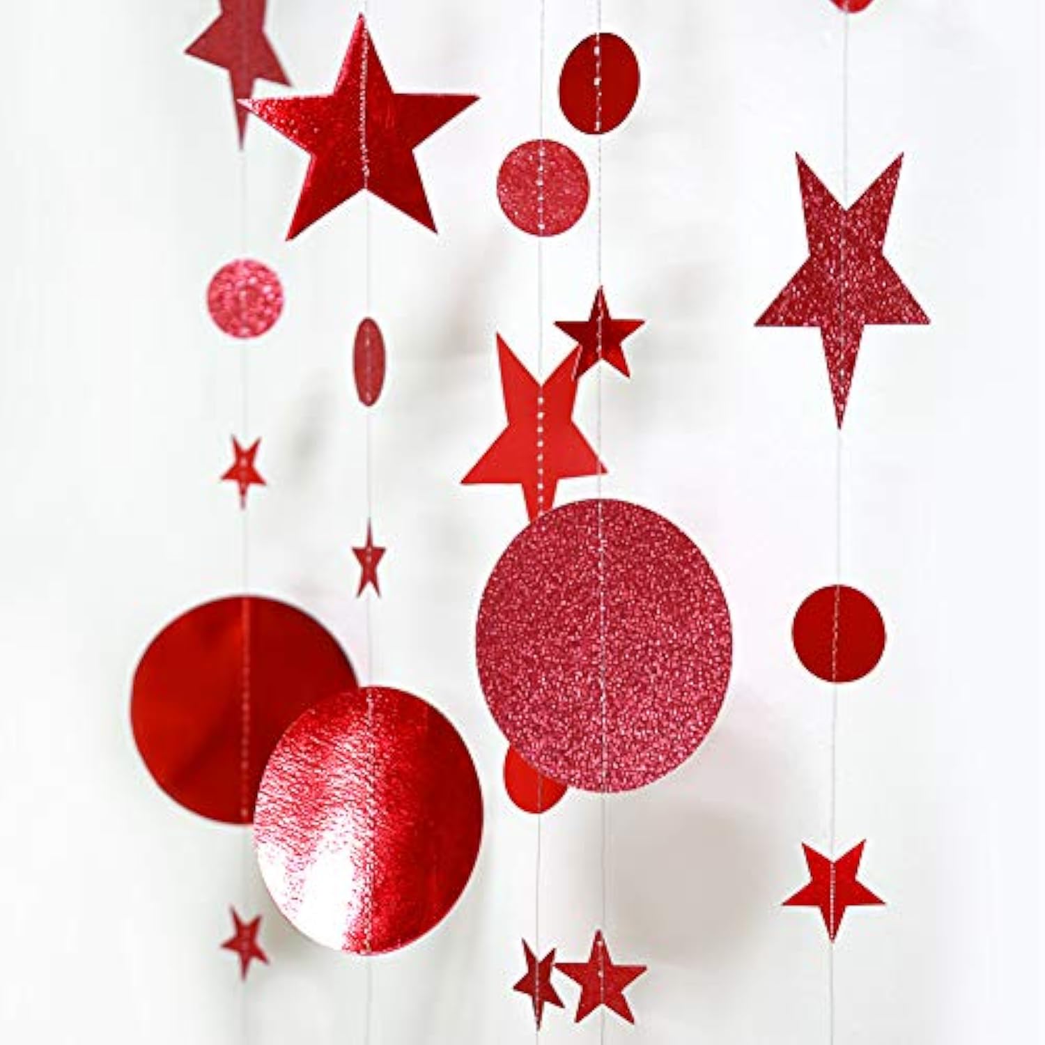 Twinkle Star Garland Glitter Red Party Decorations Star Banner Ceiling Hanging Streamer Backdrop For Birthday Valentine’S Day Christmas Lunar New Year Weddings Romantic Theme Party Supplies