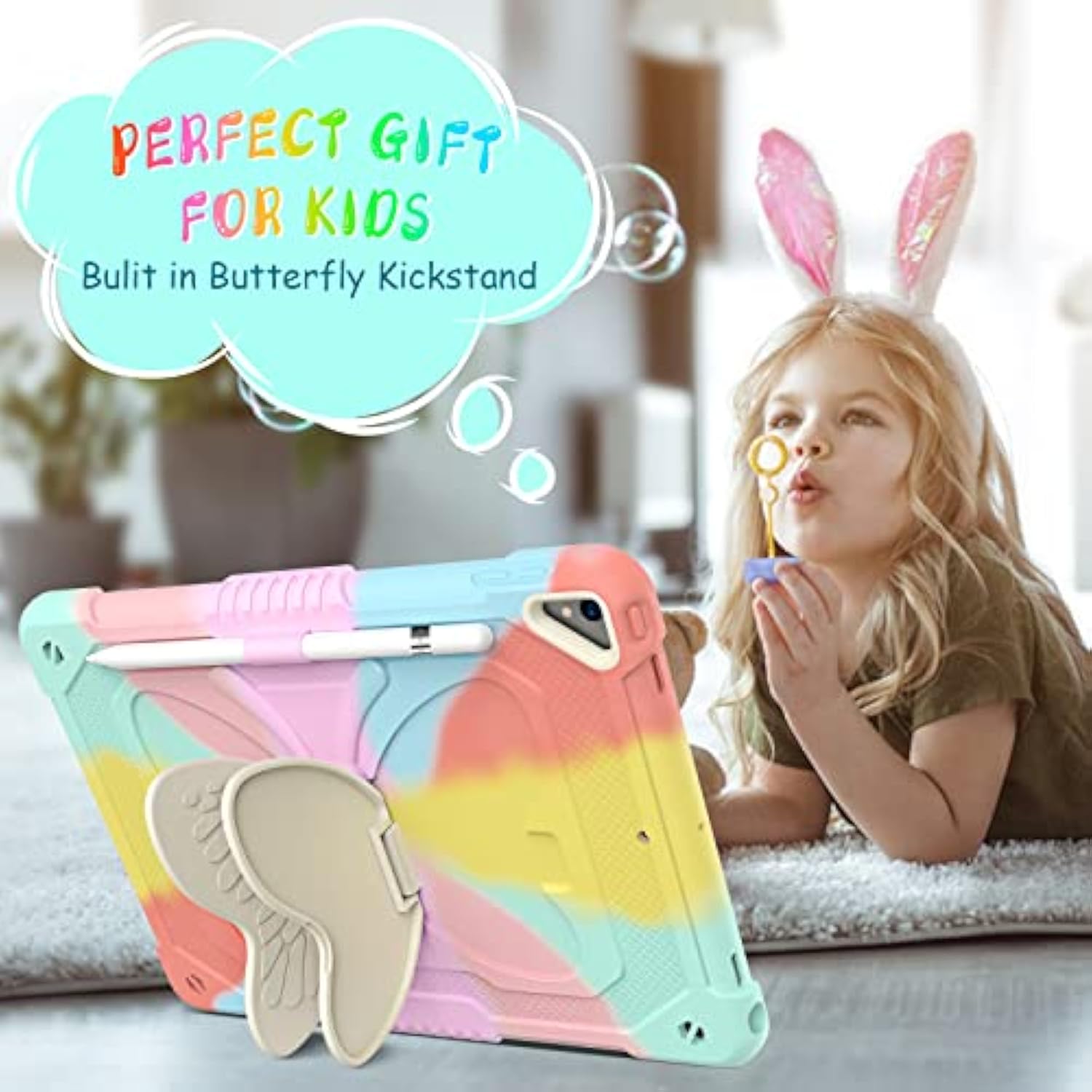 Ipad 10.2 Case For Kids Girls, Ipad 9Th/8Th/7Th Generation Case With Tempered