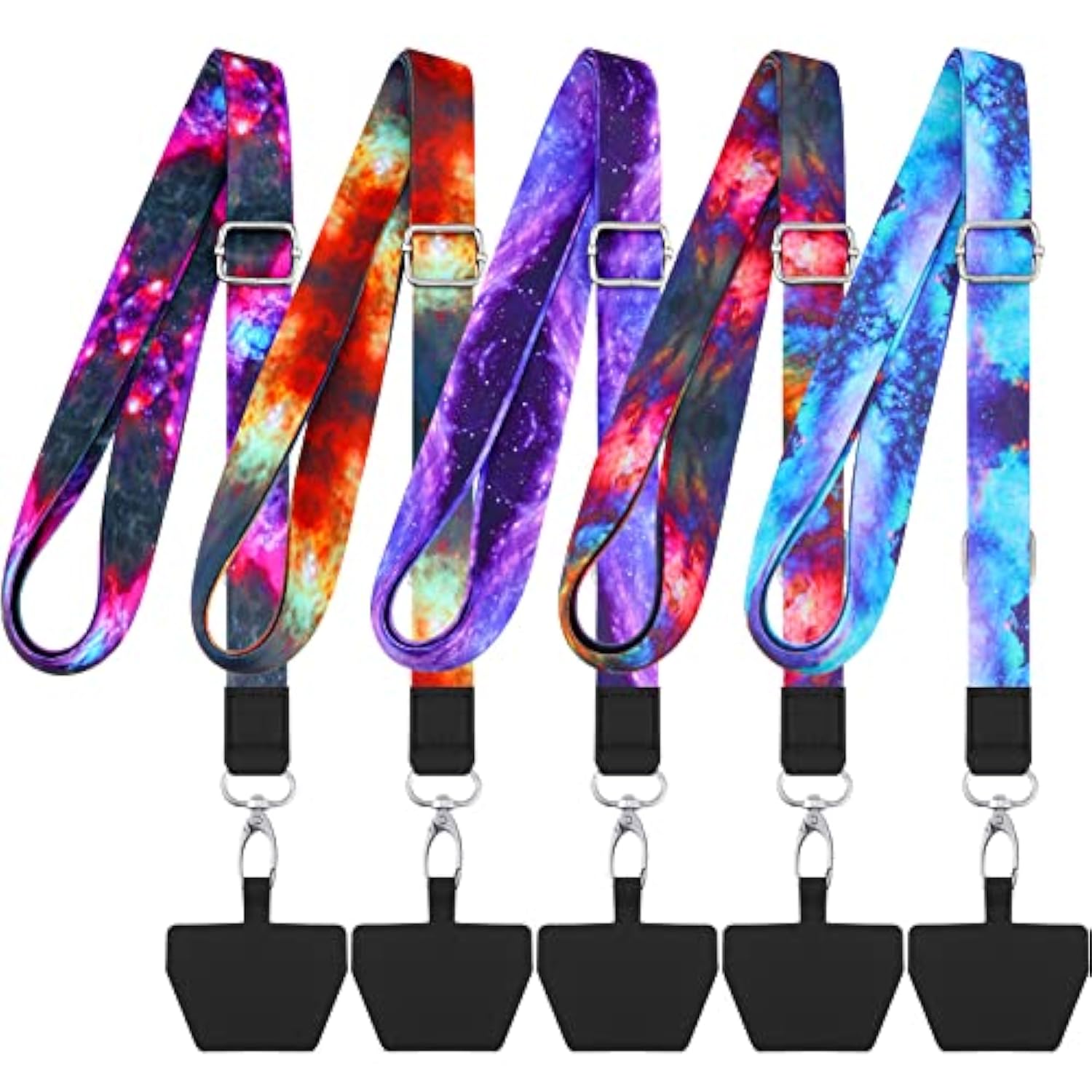 5 Pcs Crossbody Cell Phone Lanyards Universal Adjustable Neck Strap And Phone Patches Compatible With Most Smartphones(Star Pattern,Mixed Color)