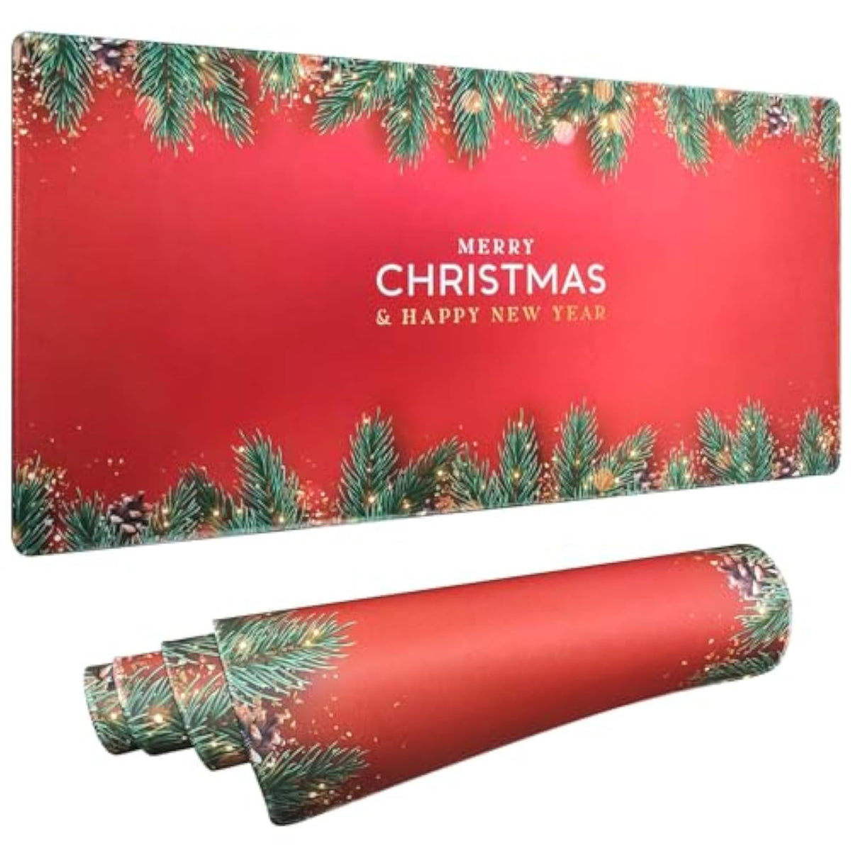 Desk Mat, Christmas Mouse Pad, Desk Matt For Desktop, Red Desk Pad Mat, Large Mouse Pad For Desk, Anti-Slip Big Mousepad With Stitched Edges, Desk Mat Sets For Women Office(Red)