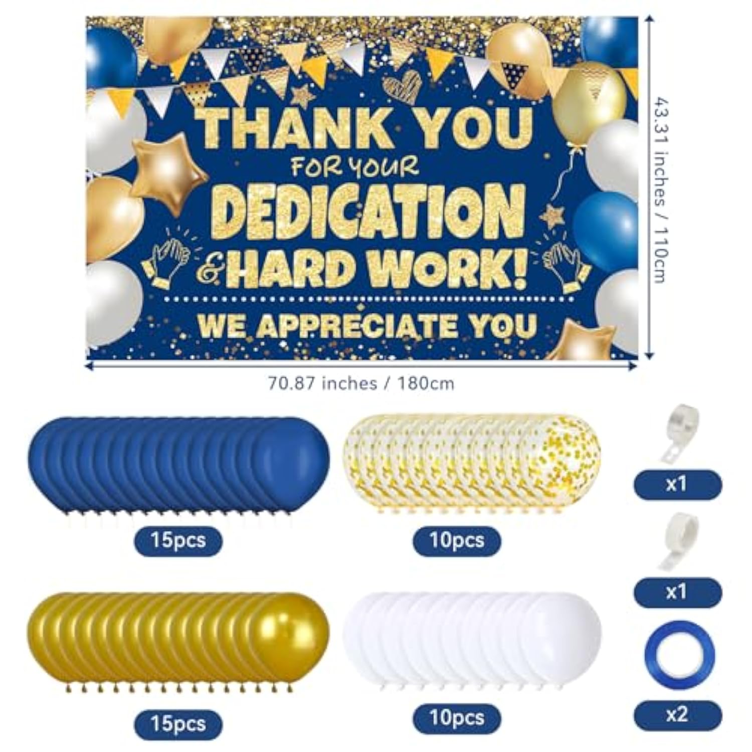We Appreciate You Decorations Blue Gold We Appreciate You Banner With Balloons Arch Kit Thank You Backdrop For Teacher Employee Staff Doctors Nurse Poaster Volunteer Appreciation Week Party Decor