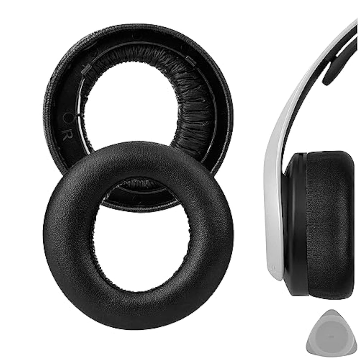 Geekria Elite Sheepskin Replacement Ear Pads for Sony PlayStation 5 Pulse 3D, PS5 Wireless Headphones Ear Cushions, Repair Parts (Black)