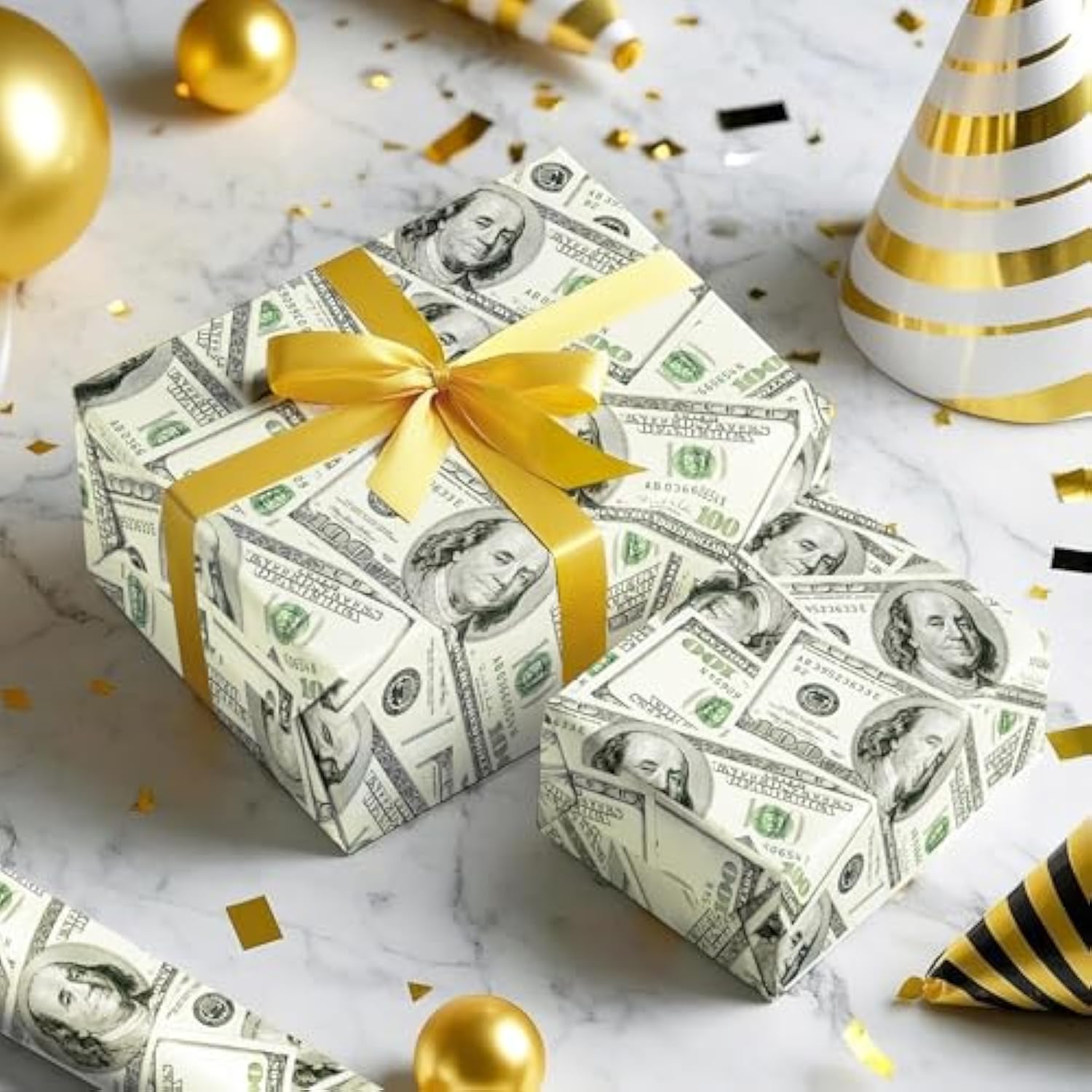 Money Wrapping Paper Roll - Mini Roll - 17 Inch X 16.5 Feet - Dollar Bills Funny Wrapping Paper Perfect For Men Women Adult, Birthday
