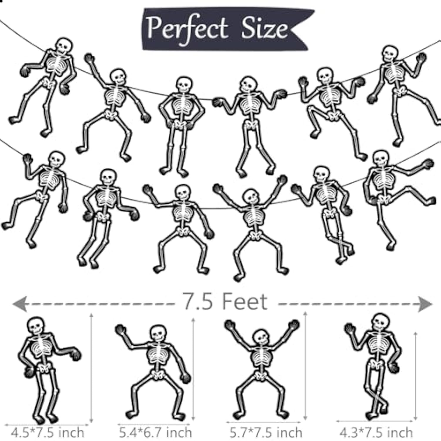 Halloween Skeleton Banners 2PCS Skull Cutout Dancing Bones Party Decorations Supplies