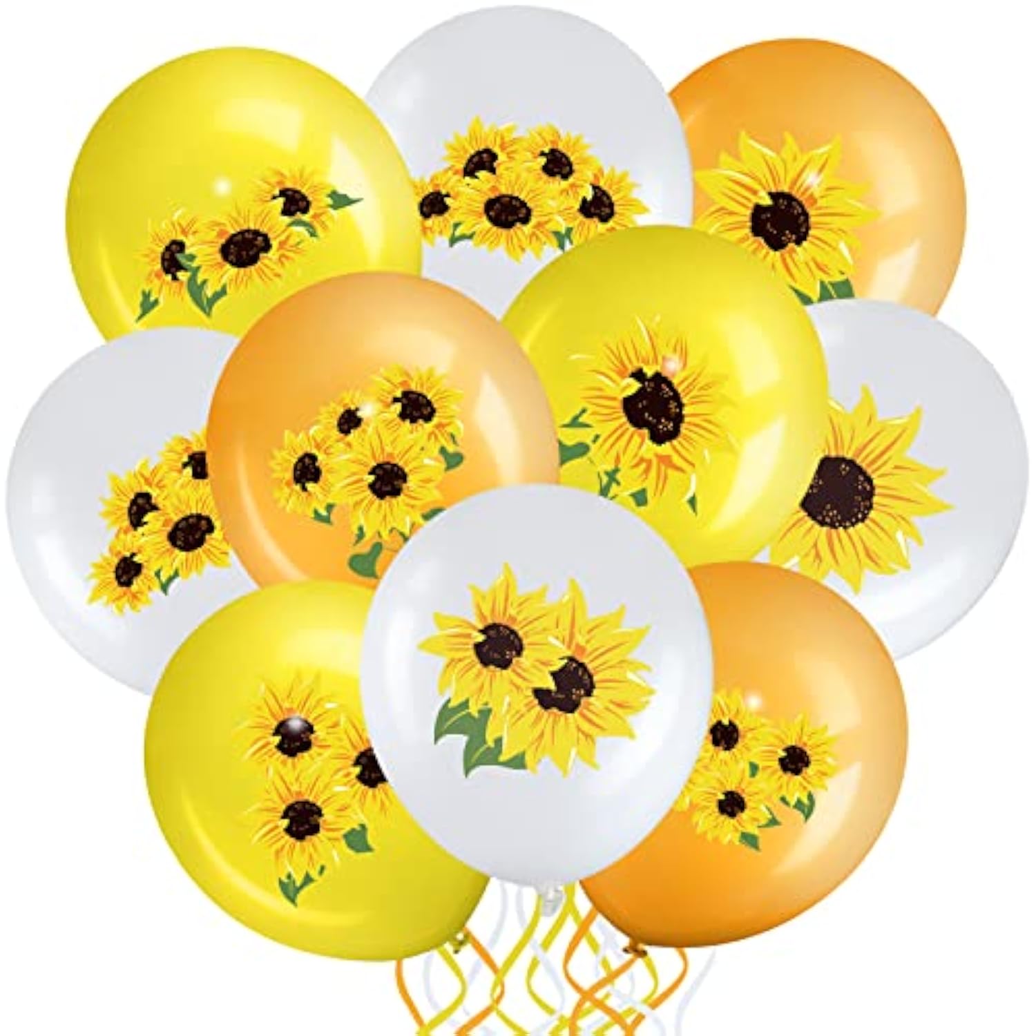 45 Pieces Sunflower Balloons Decorations 12 Inch Sunflower Yellow White Balloons For Summer Honeybee Themed Party Baby Shower Birthday Wedding Party Decorations Supplies