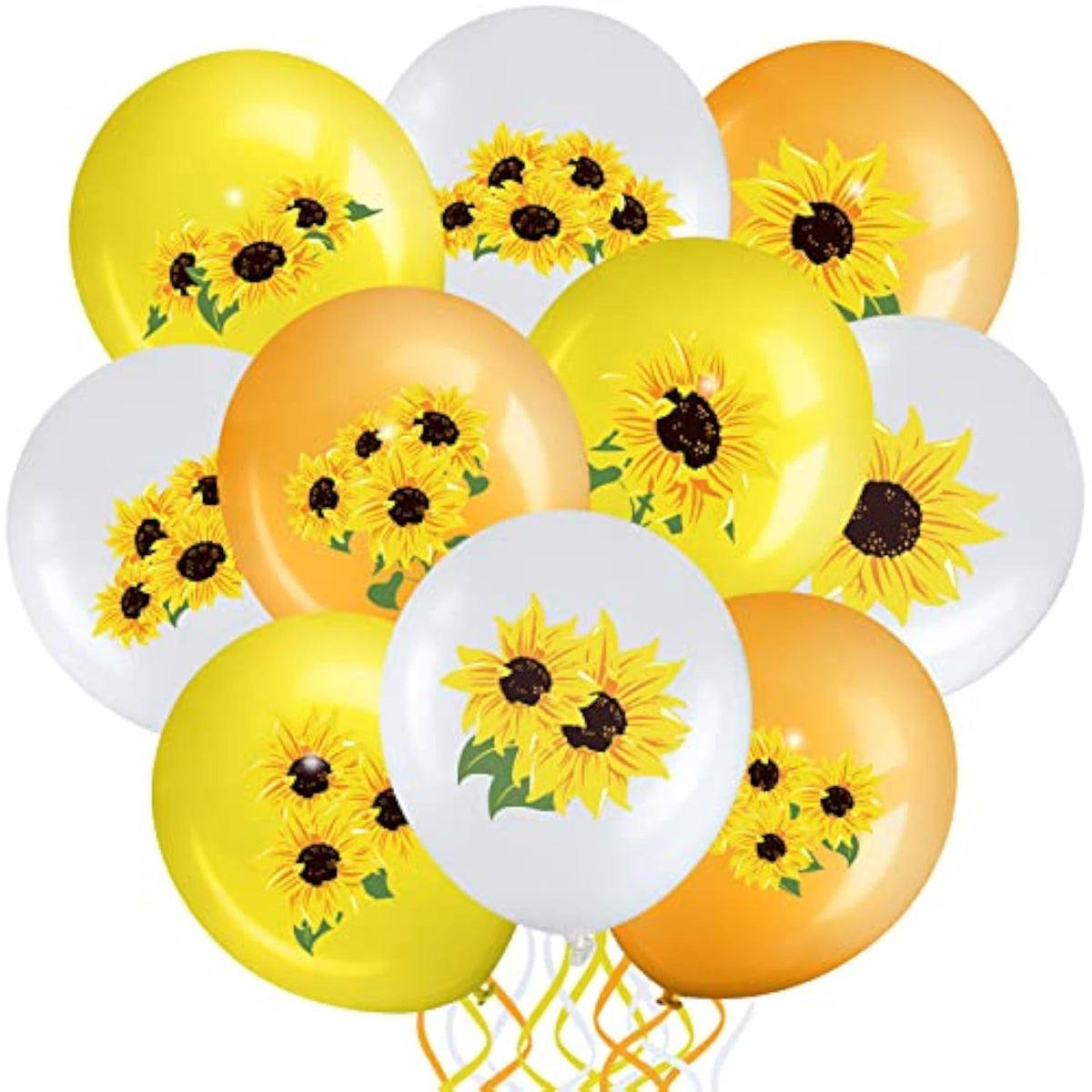 45 Pieces Sunflower Balloons Decorations 12 Inch Sunflower Yellow White Balloons For Summer Honeybee Themed Party Baby Shower Birthday Wedding Party Decorations Supplies