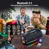 Portable Bluetooth Speaker Wireless With 2 Microphones, Ipx5 Waterproof Speakers With Deep Bass & Led Lights, Loud Stereo Portable Speaker For Outdoor Indoor Home Parties Hiking Camping