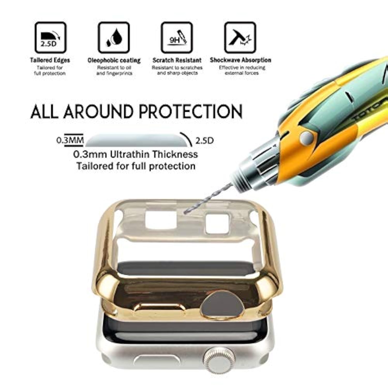 38Mm Case Compatible With Apple Watch Screen Protector With Built-In Hd Clear Ultra Thin Tpu Cover For Apple Watch Series 2 And Series 3 (Clear+Black+Gold+Rose Gold+Red+Blue+Green+Silver)