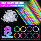1000 Pc 8 Inch Glow Sticks with Connectors for Parties Concerts and Holidays
