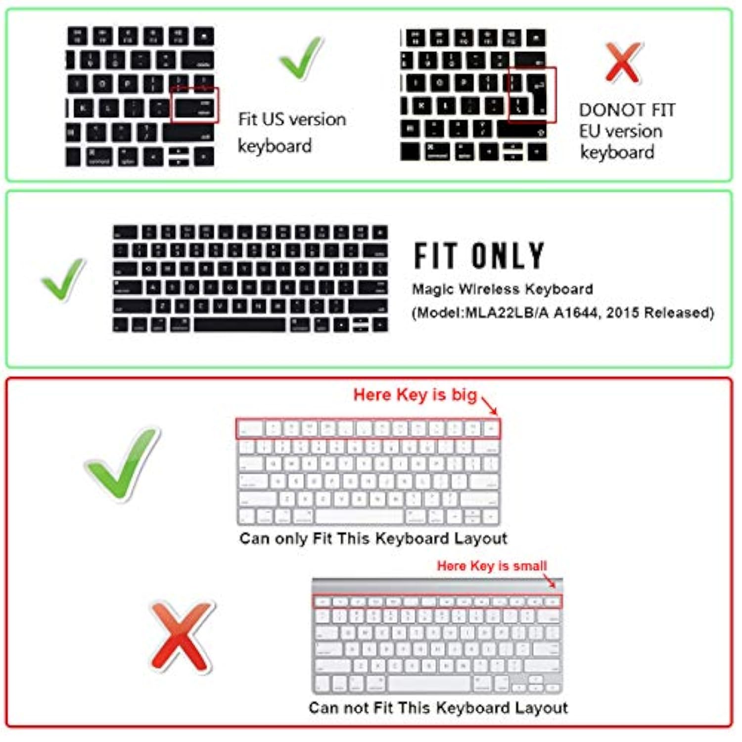 Keyboard Cover Skin For Imac Magic Wireless Keyboard Mla22Ll/ A (Model: A1644)