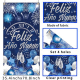 Feliz Año Nuevo 2026 Door Banner Blue Fireworks Party Decoration
