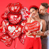 36 Pieces Heart Balloons, Happy Red Valentines Day Balloons, I Love You Foil Mylar Balloon For Special Night Party Decorations