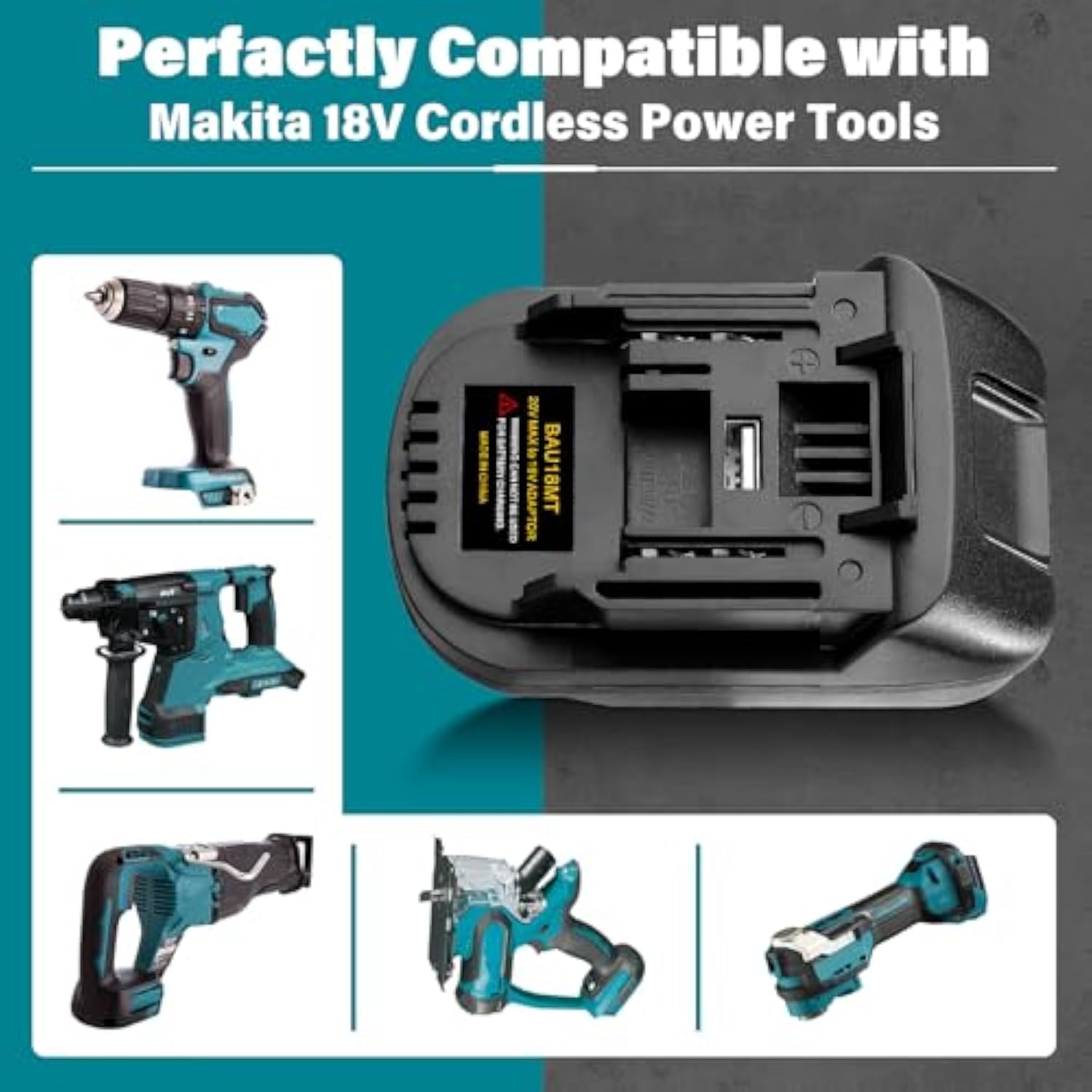 Adapter For Bauer 20V Li-Ion Battery Convert To For Makita 18V Battery, Use For Makita 18V Battery Cordless Power Tools (Adapter Only)