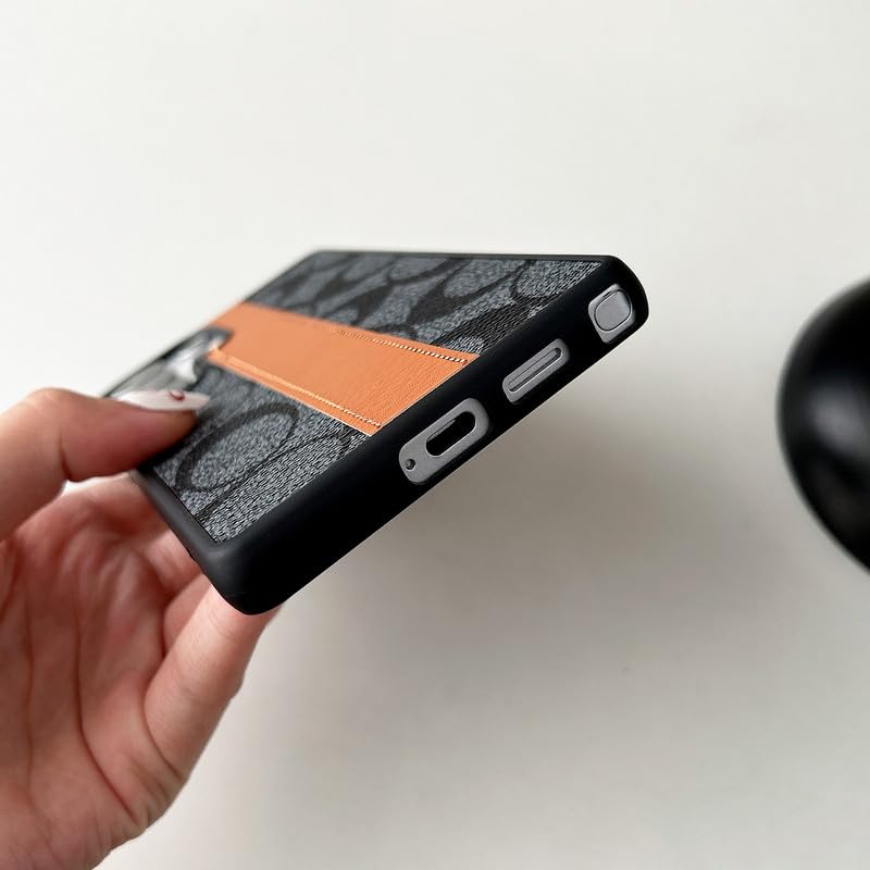 Case for iPhone 17 Pro Max, Orange Leather Stripe Design, Anti-Scratch Full Protective Cover Compatible with iPhone 17 Pro Max 6.9Inch(Black)