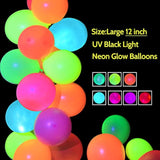 110 Pieces Uv Neon Balloons Glow In The Dark Party Supplies Black Light For Glow Party Helium Fluorescent Latex Neon Balloons For Kids Birthday Party Decoration