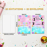 Jump Birthday Invitations For Kids, Slime Birthday Party Invitation Cards, Trampoline Park Party Celebration Supplies Decoration -20 Fill In Invitations With Envelopes (B20)