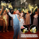 24 Pcs Lighted Wedding Wands Led Tinsel Wands Light Up Streamers Sparklers For Wedding Send Off And Exits Birthday Party Props Favors(Gold Tinsel)