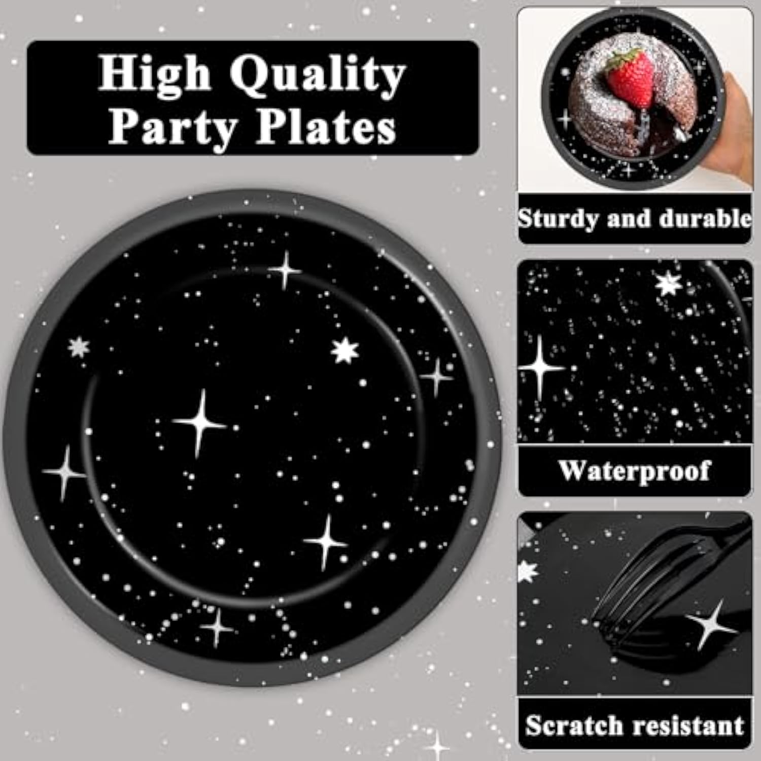 100Pcs Stars Birthday Party Decorations Galaxy Plates And Napkins Space Theme Paper Plate Supplies For Outer Spaces Disposable Tableware Set Baby Shower Night Sky Decor For 25 Guests