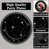 100Pcs Stars Birthday Party Decorations Galaxy Plates And Napkins Space Theme Paper Plate Supplies For Outer Spaces Disposable Tableware Set Baby Shower Night Sky Decor For 25 Guests