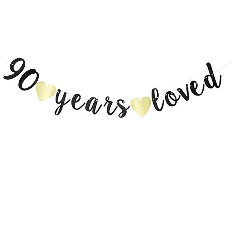 90 Years Loved Banner,90Th Birthday Party Decorations Photo Props,Cele