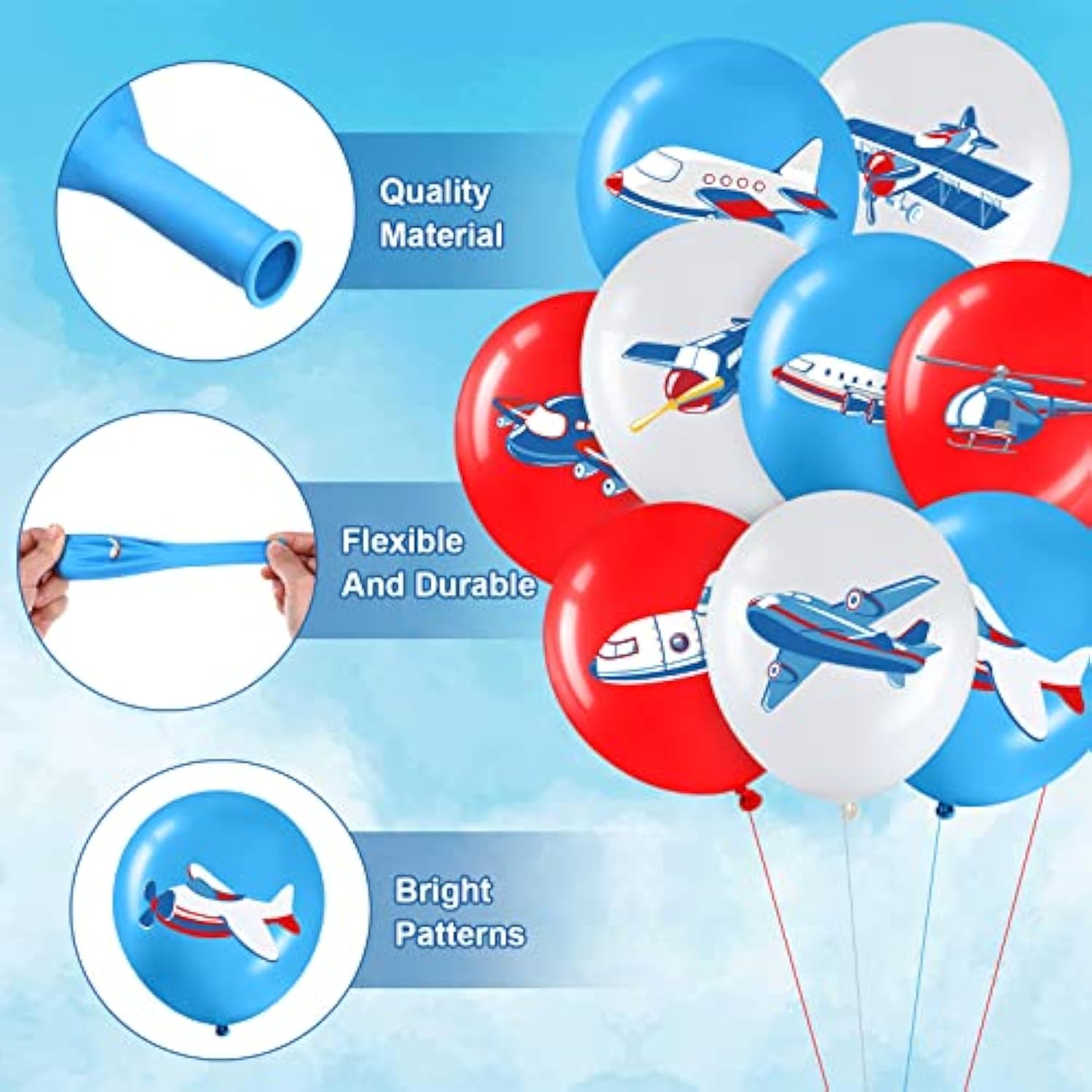 45PCS Airplane Balloon Party Set – "Time Flies" Birthday Decorations for Kids & Baby Shower