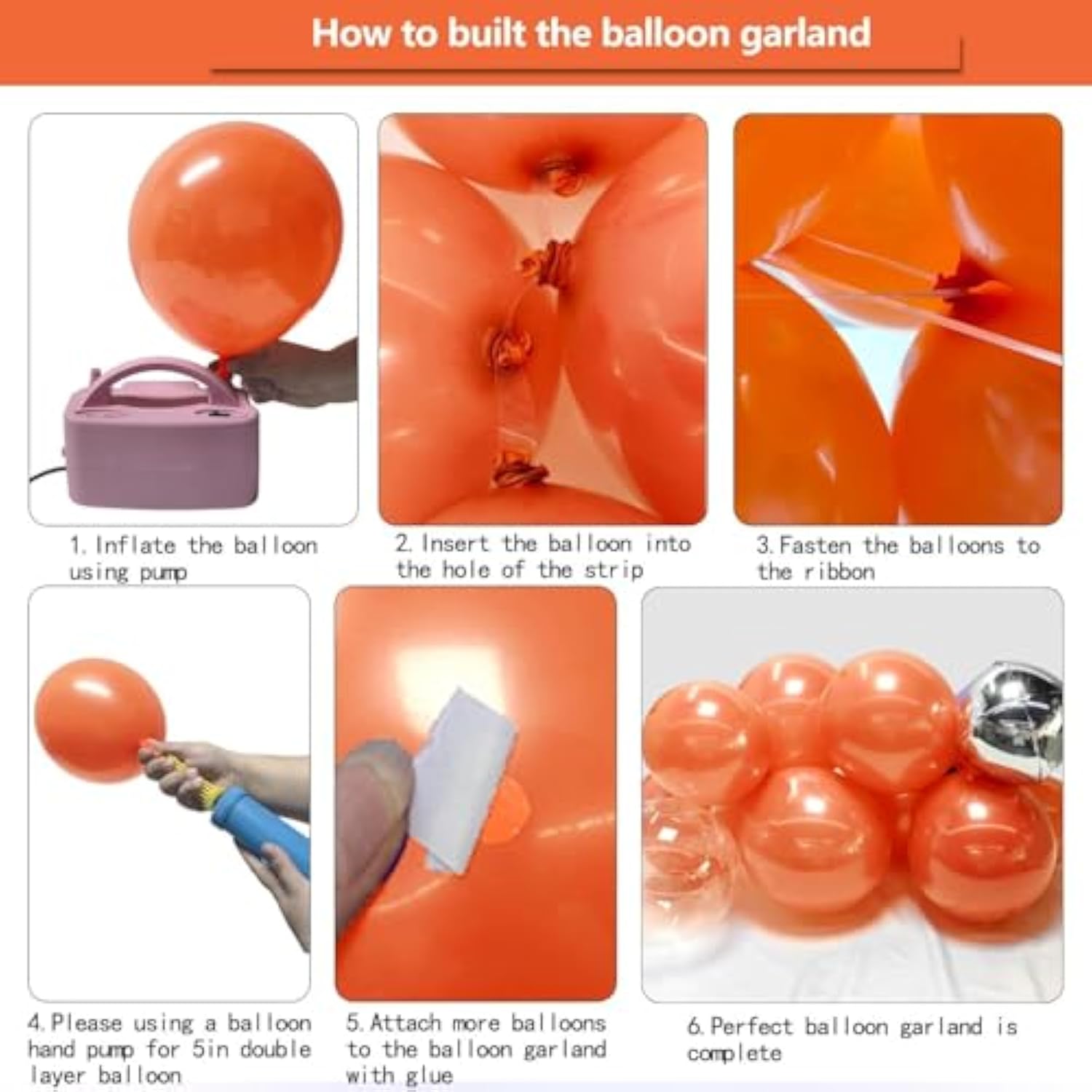 Orange & Silver Balloon Arch Kit: Double Stuffed Latex Balloons