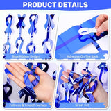 2 Pack Blue Ribbon Awareness Backdrop Fringe Curtains Decorations