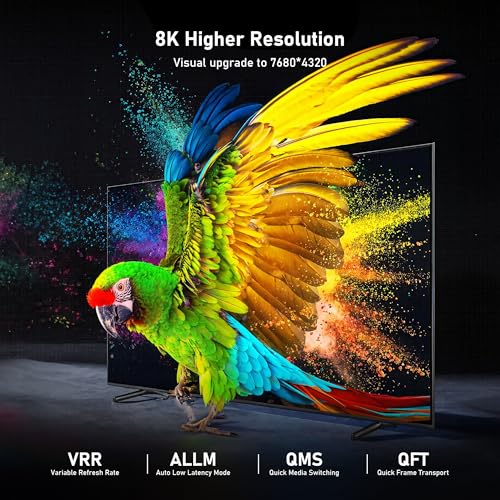 8K Fiber Optic HDMI Cable 50FT, 48Gbps Ultra High Speed Thin HDMI Cord, 8K@60Hz 4K@240Hz, Dynamic HDR, eARC, HDCP 2.2&2.3, 3D, Compatible for Laptop,