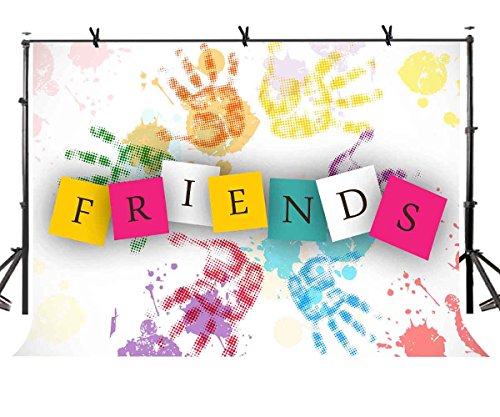10X7ft Colorful Palm Prints Backdrop Friends Party Backdrop Sincere Friendship Photography Background Studio Props LYNAN171
