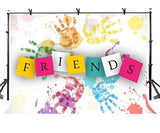 10X7ft Colorful Palm Prints Backdrop Friends Party Backdrop Sincere Friendship Photography Background Studio Props LYNAN171