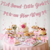 "A Sweet Little Girl Is On Her Way" Rose Gold Banner – Baby Shower Decor