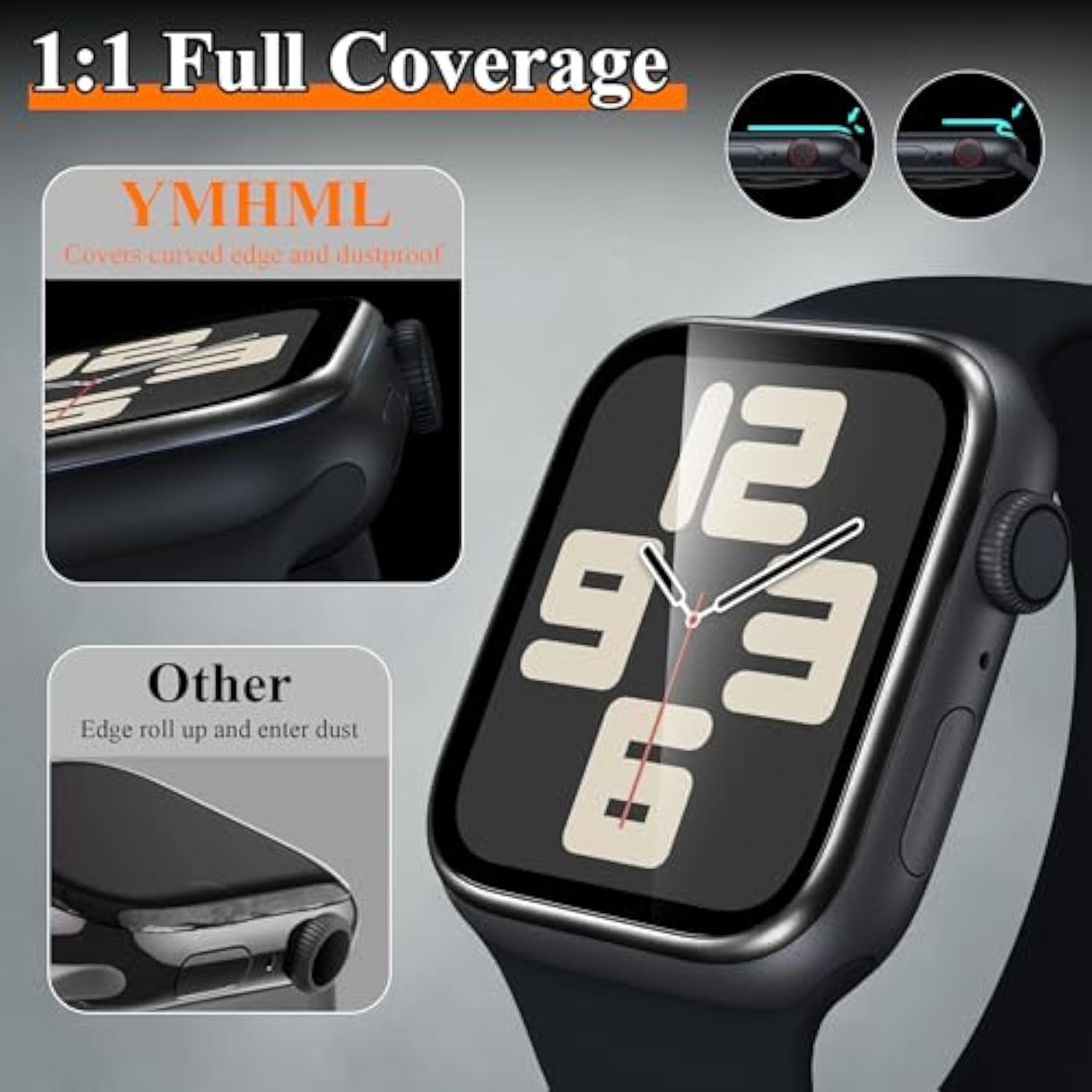 2 Pack For Watch Screen Protector 44Mm Se 2Nd/Se/Series 6 5 4, Titanium Bumper With Tempered Glass, [Upgrade Zero Bubble] Waterproof Full Cover Film For Iwatch Accessories, Black