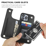 Onetop Compatible With Iphone 15 Pro Max Wallet Case With Card Holder, Pu Leather Kickstand Card Slots Case, Double Magnetic Clasp And Durable Shockproof Cover 6.7 Inch (Black)